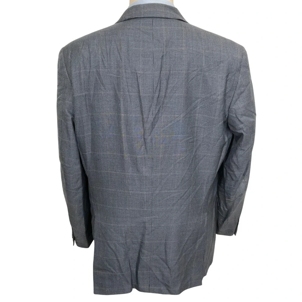 Peter Millar Blazer Mens 42T Gray Houndstooth Plaid Neutral Heritage Wool Silk‎